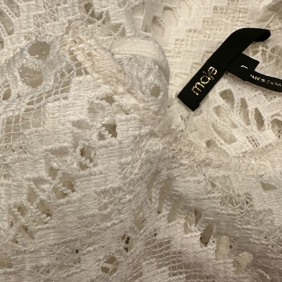 Maje Rosalba Ivory Chevron Lace Mini Dress - Little White Dress - multiple sizes - Picture 8 of 8